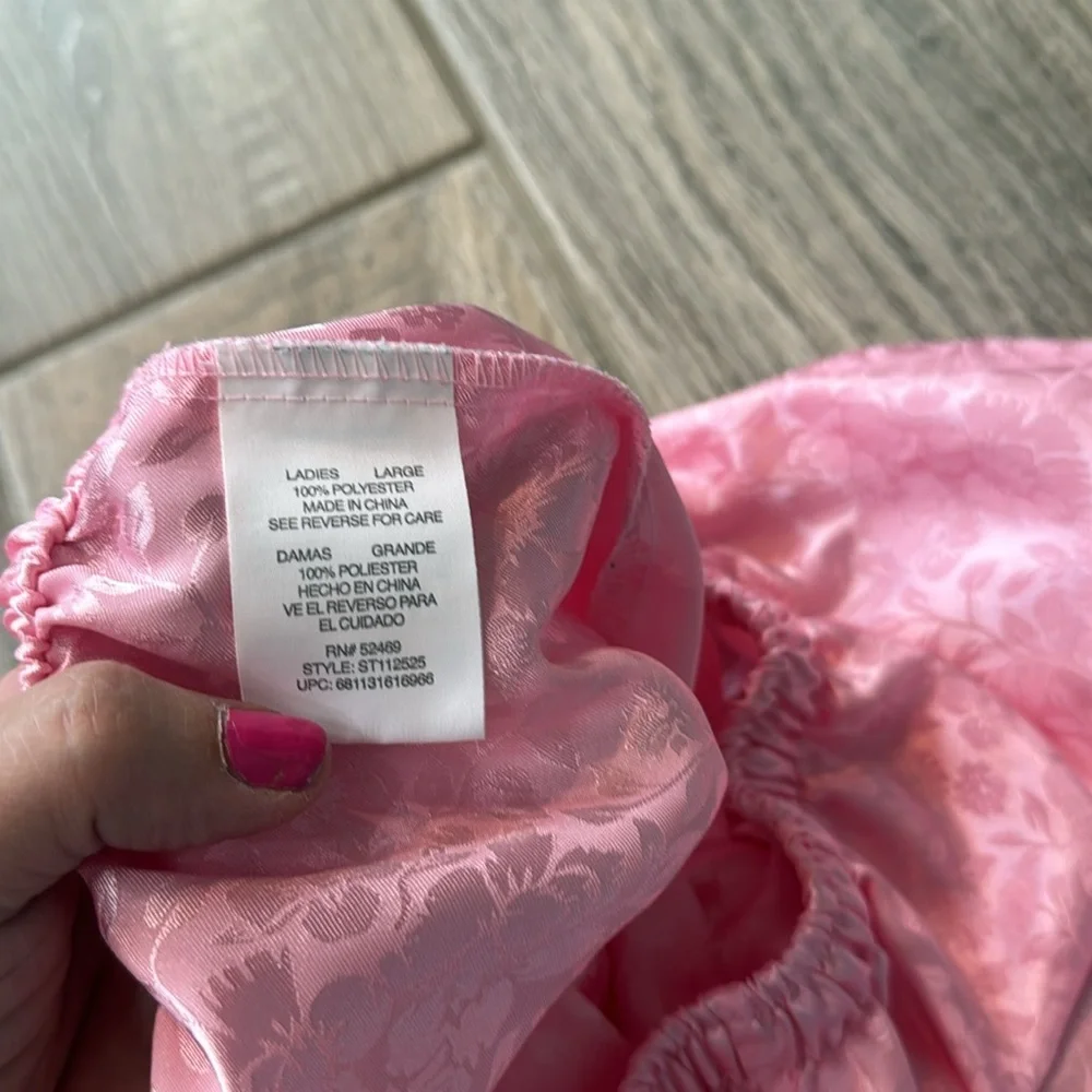 Secret Treasures Floral Satin Pajama‎ Short Set 2 piece Pink Large
